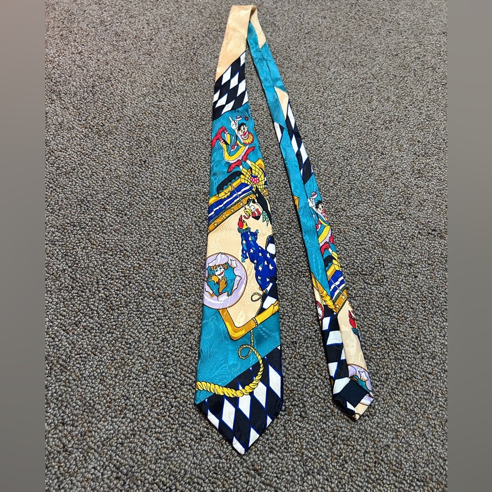 Vintage Altea Milano 100% Silk Clown Tie